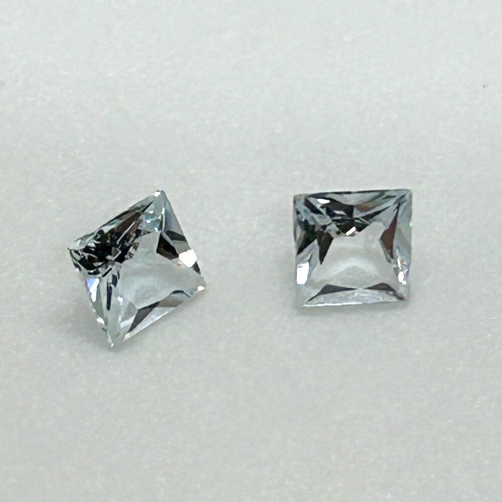 Natural Aquamarine Loose Gemstone Lot 2 Princess Square 2 Marquise Leaf Cut - Picture 3 of 11